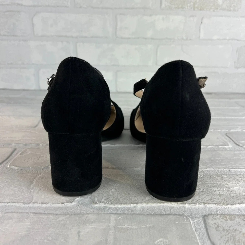 LifeStride Heels Pumps Womens 8.5‎ Tracy Black Suede Strappy Block Heel Classy